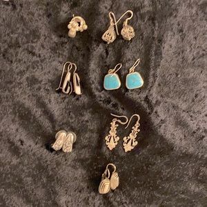 7  Pairs of Silver Earrings